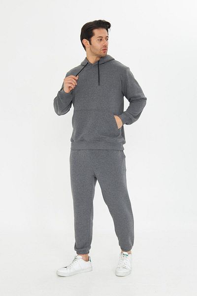 TRENDHİLL Unrival 3 Yarn Cotton Basic Hooded Unisex Tracksuit Set 5737