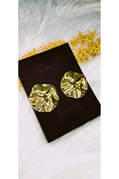 stainles steel YUVARLAK PLAKA MODEL GOLD ÇELİK KÜPE