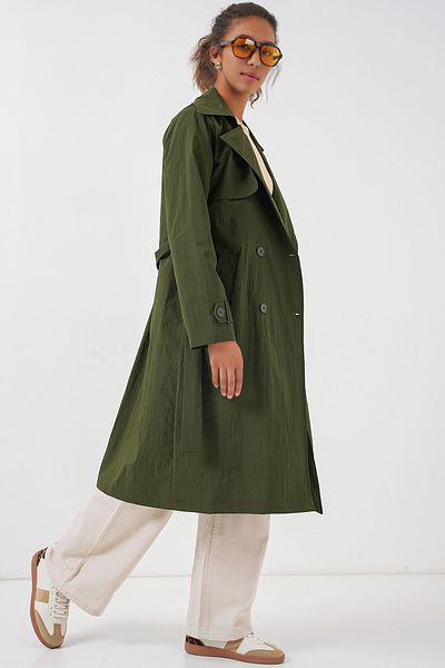 Bigdart 5938 Zweireihiger Trenchcoat mit Kragen – Khaki