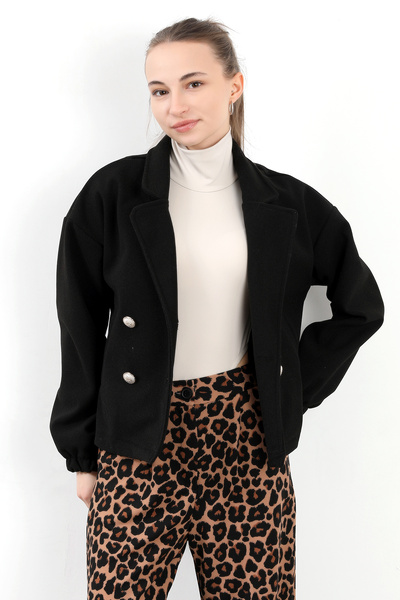 GİYSA Γυναικείο παλτό με κουμπιά και τσέπες, κοντό, με διπλό πετούμενο γιακά,...