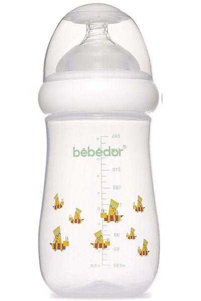 Bebedor Yellow Pp Baby Bottle - Wide Mouth, Patterned, 260ml (Code:98322)