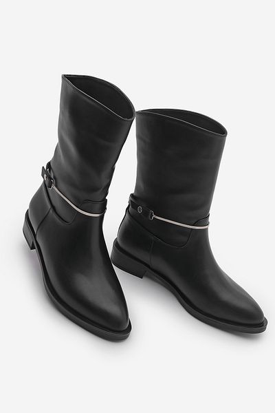 Marjin Γυναικείες καθημερινές μπότες ιππασίας Voltera Black - Χωρίς μεταλλική πόρπη και φερμουάρ