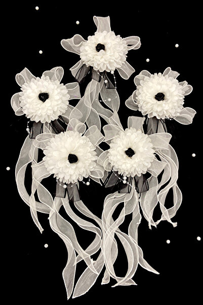 ZEYMERADE زخرفة باقة الكوبية باللون الأبيض والأسود، حناء العريس والعروس والزف...