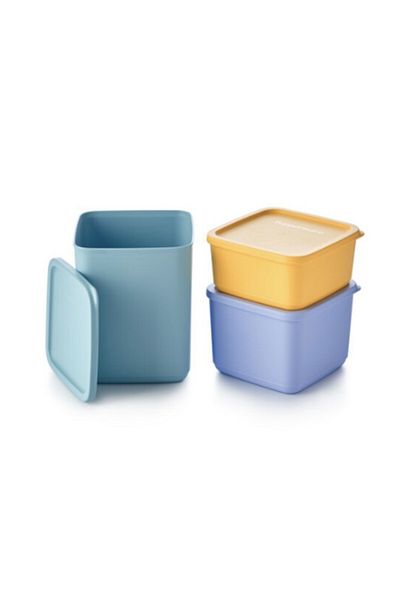 Tupperware Dishwasher Safe Plastic Stacking Square Container Set