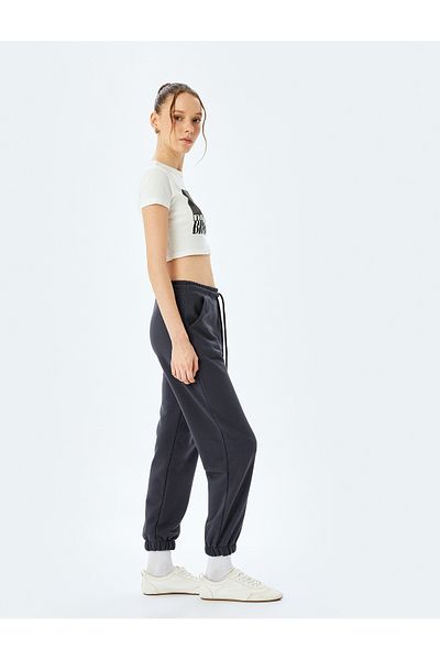 Koton Pantaloni de sport oversize Jogger din amestec de bumbac cu șireturi în talie
