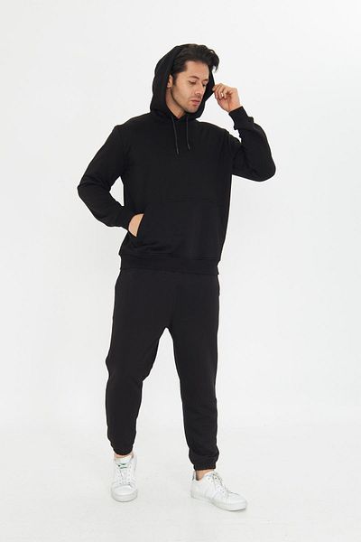 TRENDHİLL Unrival 3 Yarn Cotton Basic Hooded Unisex Tracksuit Set 5737
