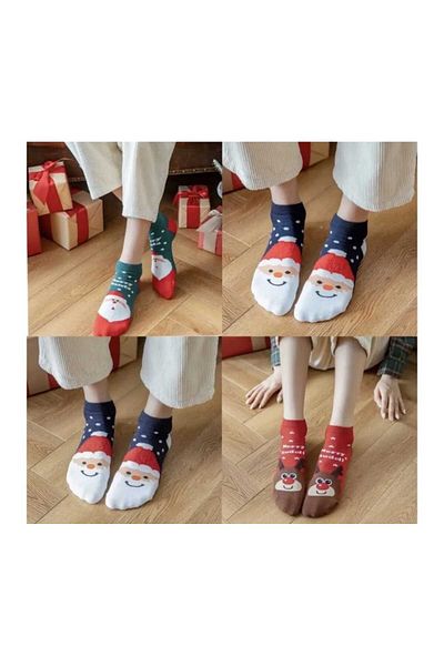 mcy butik 4' Pair Unisex Christmas Pattern Socket Socks