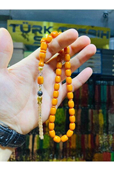 TTS TÜRK TESBİH SANATI Sarı Sıkma Kehribarı Tesbih