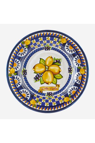 CHIARA ALESSI Capri Blue Melamine Dinner Plate 28 Cm