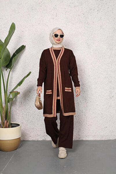 nacar çarşı SET 2 PIESE TRICOȚE PENTRU FEMEI, TUNICĂ CU MODEL SILVĂRAT, CARDIGAN