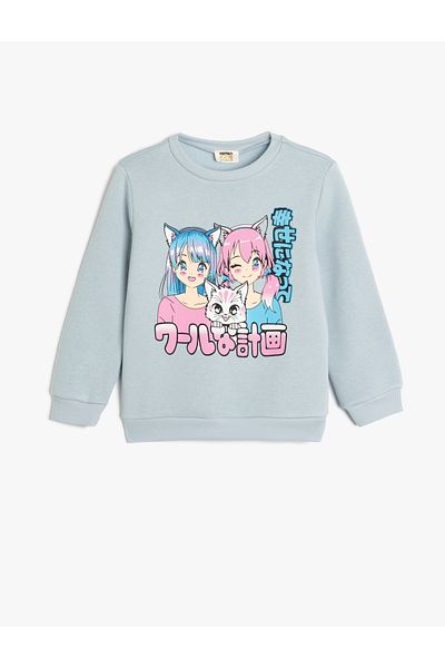 Koton Hanorac cu mânecă lungă și decolteu cu imprimeu anime