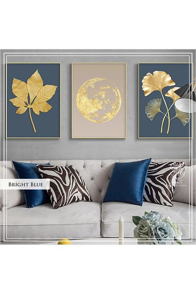 Tablomtr Set de 3 mese din sticlă reală cu cadru metalic BrightBlueC