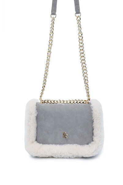 Tamer Tanca Women's Genuine Leather Gray Nubuck Shoulder Bag