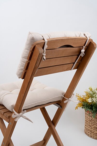 ALTINPAMUK Beige Bistro Model Pofidik Chair with Cushion Laces