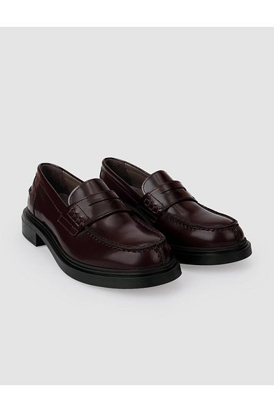 Cabani 100% Genuine Leather Burgundy Women's Loafer Shoes