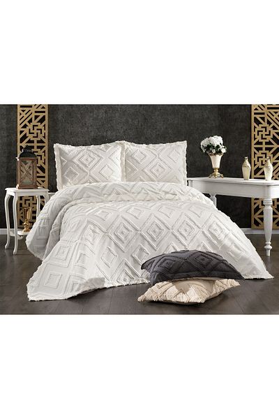 HOBBYDANTEEL Olive Tassel Bed Cover (Anthracite)