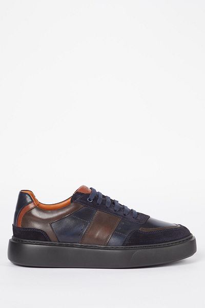 Galliano Shoes Etna Genuine Leather Navy Suede Brown Antique Eva Ready Sole Sneaker