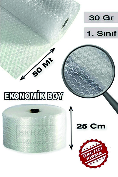 Şehzat Balonlu Naylon 1 .sınıf Balonlu Poşet Patpat Havalı Naylon Ambalaj Paket Pat Pat - 25cm X 50metre