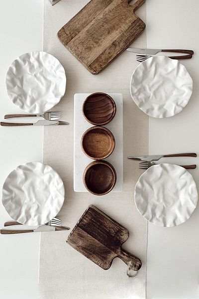Anadolu Saray Set of 4 19cm Matte Ceramic Crease Design Handmade Pastry Food Presentation Dish Dessert Breakfast Plate