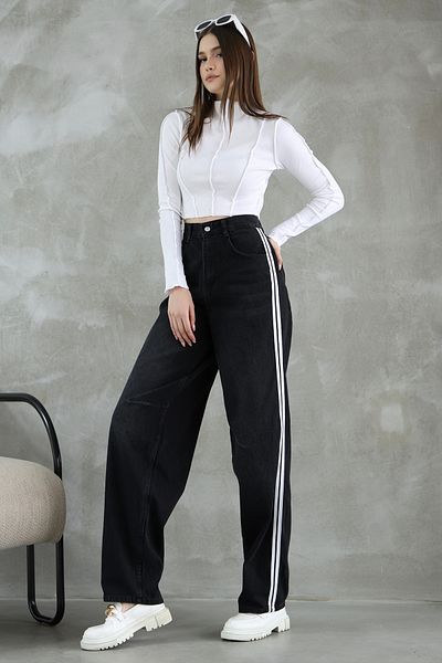 Trendyol Collection High Waist Belt Buckle Stripe Detailed Barrel Balloon Jeans - Twoss25Je00151