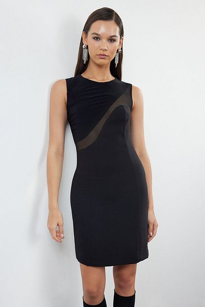Trendyol Collection Schwarzes, transparentes, detailliertes, gewebtes, stilvolles Mini-Abendkleid, Nachtabendkleid TPRAW25EL00007
