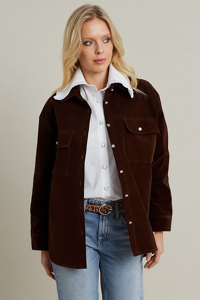 Cool & Modest Samtbraunes Damenhemd – MCAR1074