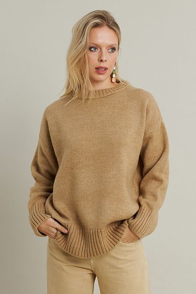 Cool & Modest Kamelfarbener, lockerer Damenpullover – MYV104