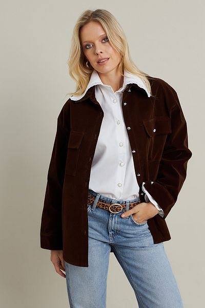 Cool & Modest Samtbraunes Damenhemd – MCAR1074