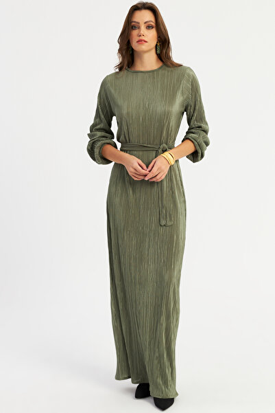 Cool & Modest Γυναικείο μάξι φόρεμα πράσινης πλισέ - MGÇ192