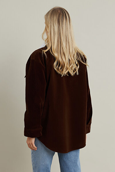 Cool & Modest Women's Velvet Brown Shirt - Mcar1074
