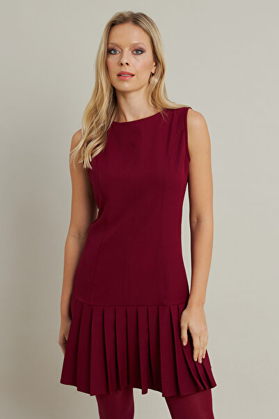 Cool & Sexy Бордова плісирована жіноча міні-сукня FRY2265