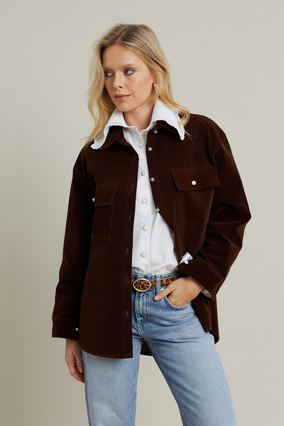Cool & Modest Women's Velvet Brown Shirt - Mcar1074