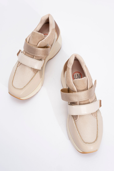LuviShoes Pantofi sport pentru femei BERGE, bej trandafir, cu talpă cu velcro