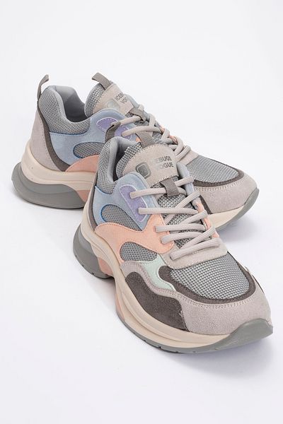 LuviShoes Γυναικεία αθλητικά πάνινα παπούτσια με χοντρή σόλα CROWN Ice Powder Multi Lace-up