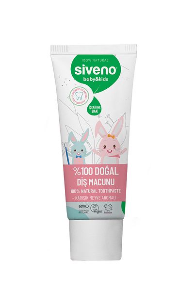 Siveno 100% Natural Fluoride-Free Mixed Fruit Flavored Toothpaste for Baby and Child 50 ml