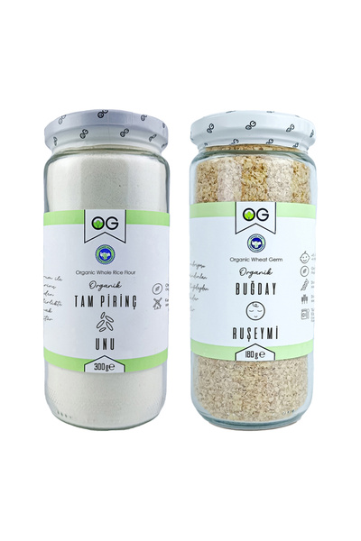 OG natural Organik Tam Pirinç Unu ve Organik Buğday Ruşeymi Seti