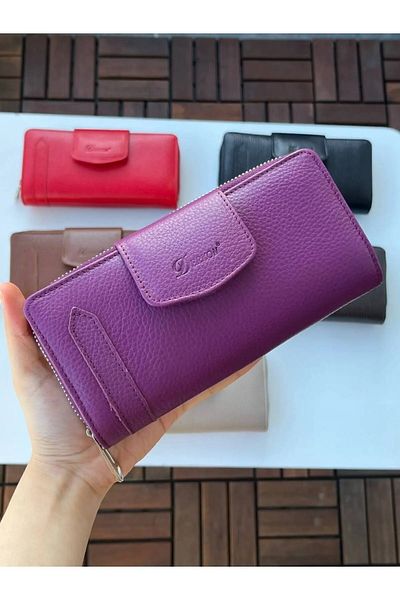 DERKON Genuine Purple Women's Wallet