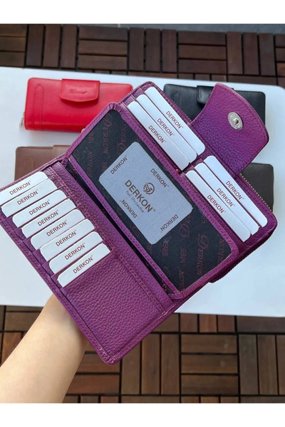 DERKON Portofel de damă violet autentic