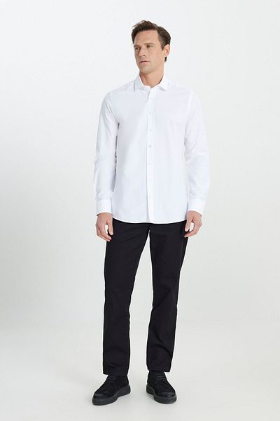ALTINYILDIZ CLASSICS Ανδρικό μαύρο παντελόνι Comfort Fit Relaxed Cut βαμβακερό ελαστικό παντελόνι με τσέπη στο πλάι