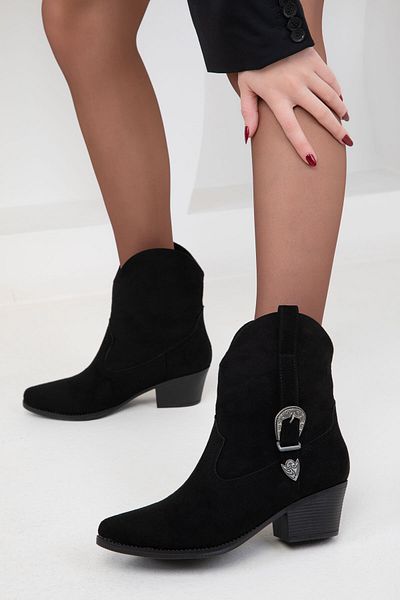 SOHO Damenstiefel und Stiefeletten aus schwarzem Wildleder 20116