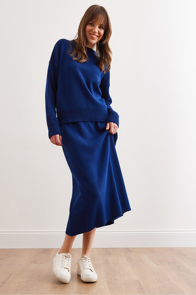 Olalook Синій трикотажний светр і спідниця - TKM-19000328