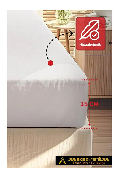 mer-tim ezberbozan ev tekstili Mer-Tim Fitted Lastikli Tek Kişilik ve Çift Kişilik Sıvı Geçirmez Yatak Koruyucu Yatak Alezi