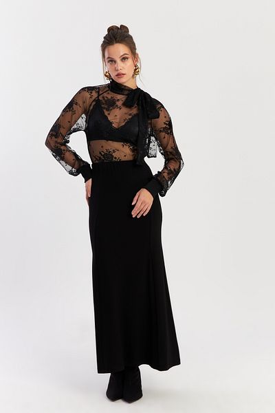 Cool & Sexy Schwarzer Evoze-Maxirock mit elastischem Bund für Damen EY2923
