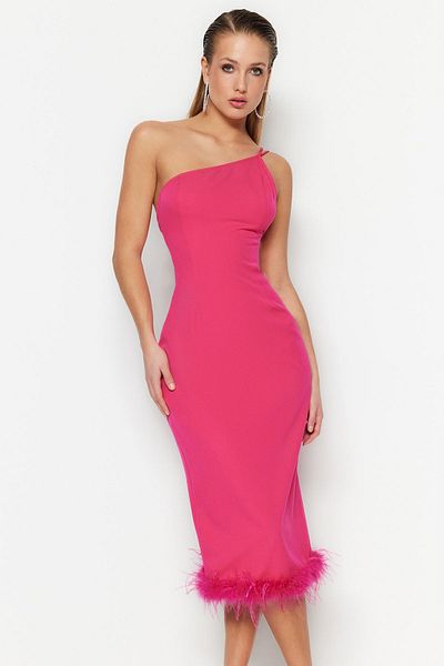 Trendyol Collection Βραδινό φόρεμα Fuchsia Otrish - Body Shaping TPRSS23EL00254