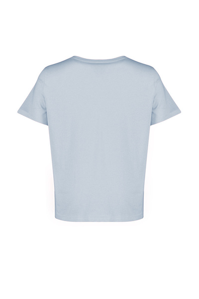 Trendyol Curve Nagy méretű kék nyakú 100% pamut kötött póló - TBBSS22TS0733