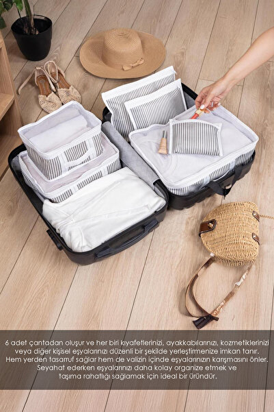 Meleni Home Набір з 6 органайзерів для валіз - Багажний органайзер Багатофункціональний набір органайзерів для подорожей