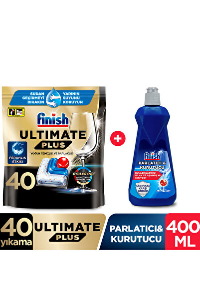Finish Ultimate Plus Bulaşık Makinesi Deterjanı Kapsül Tablet 40 Adet + Parlatıcı Kurutucu 400 ml