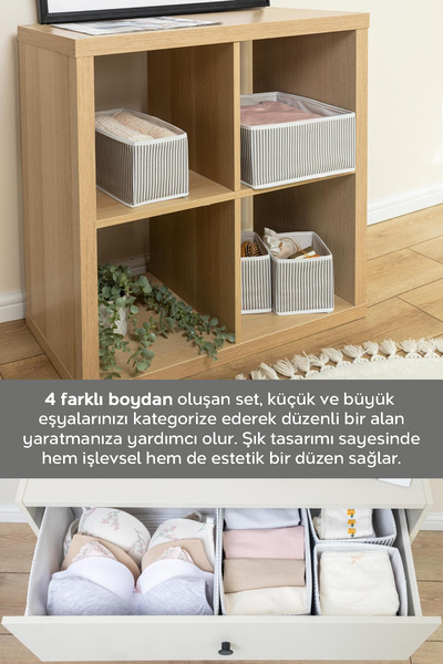 Meleni Home Органайзер за чекмеджета от 4 части Комплект органайзери - Многофункционална кутия за вграждане в шкаф Кутия за съхранение