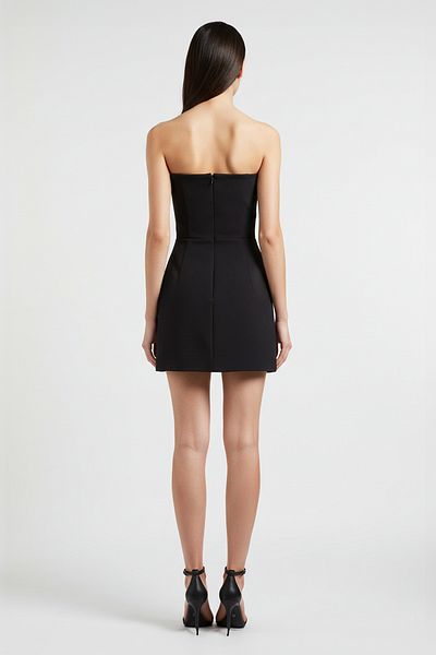 Trendyol Collection Black Shiny Stone Strapless Woven Short Dress TPRSS25EL00027