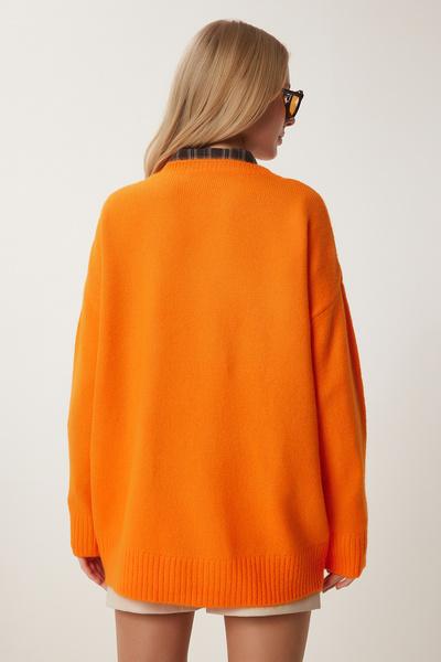 Happiness İstanbul Women's Orange Oversize Knit Sweater PN00054